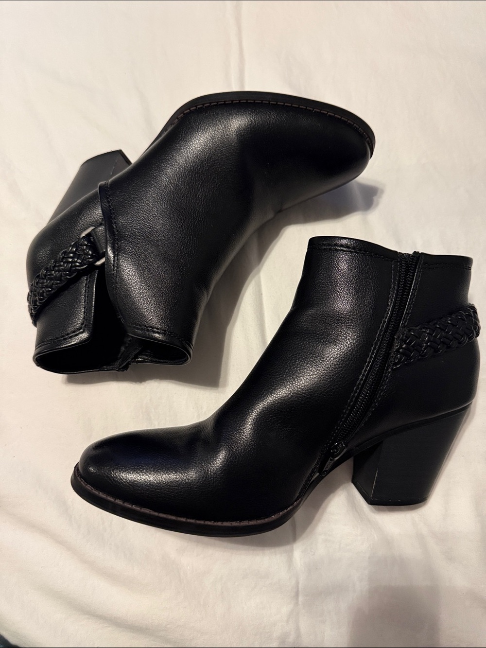 BareTraps Black Braided Accent Ankle Booties